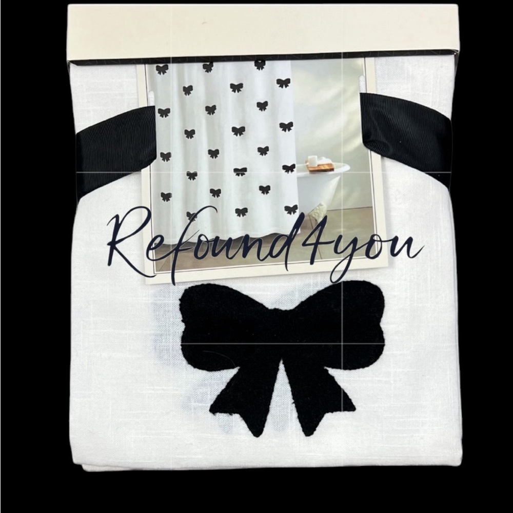 Rachel Zoe - ‘Black Bow’ shower curtain. 72“ x 72“. NWT